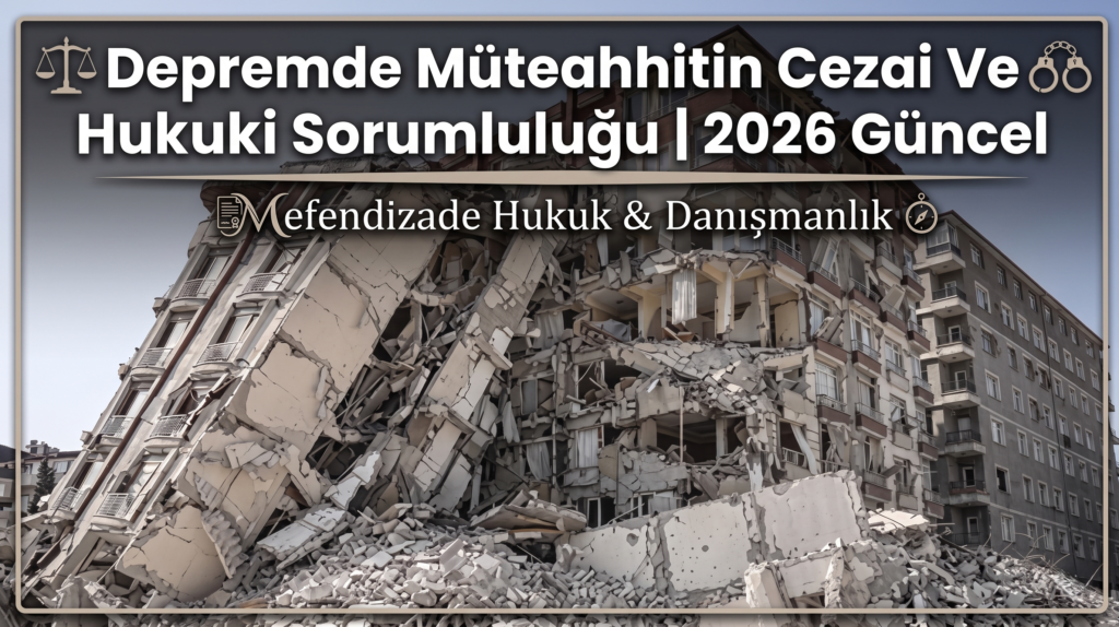 Depremde müteahhitin sorumluluğu ve depremde yıkılan bina sorumlusu kapsamında, müteahhitin hukuki sorumluluğu, deprem tazminat davası ve yapı kusuru durumlarında başvurulabilecek hukuki yolları detaylı olarak inceleyin.