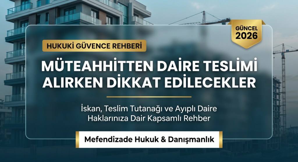 Müteahhitten daire teslimi sürecinde güvende olun. Daire tesliminde dikkat edilecekler, iskan belgesi nedir, ayıplı daire hakları ve teslim tutanağı örneği rehberimizde.