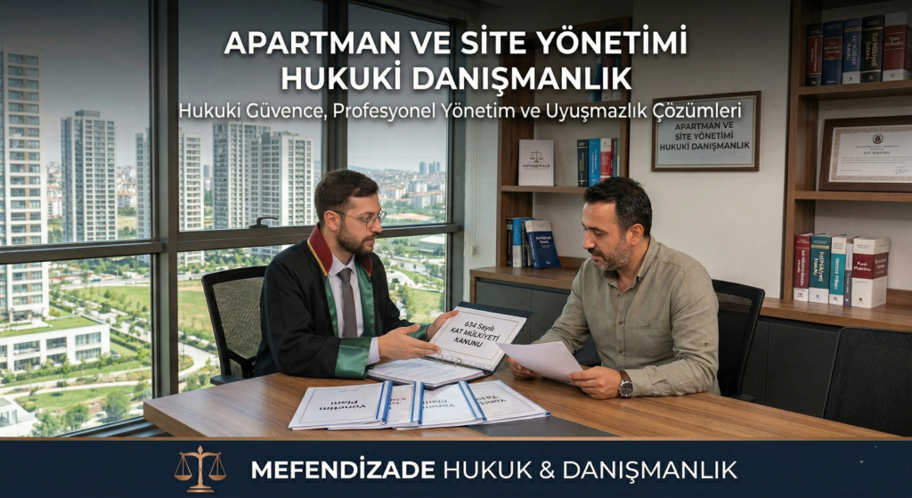 Mefendizade Hukuk ve Danışmanlık ofisinde müvekkiline apartman ve site yönetimi hukuki danışmanlık hizmeti