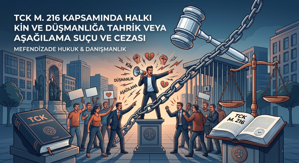 Halkı kin ve düşmanlığa tahrik suçu ve cezası TCK 216 hakkında bilgi edinin.