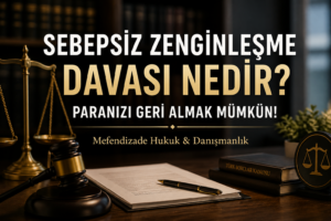 Sebepsiz zenginleşme nedir ve sebepsiz zenginleşme şartları nelerdir öğrenin. Hatalı ödemelerde sebepsiz zenginleşme para iadesi süreci, sebepsiz zenginleşme davası ve sebepsiz zenginleşme davası süresi hakkında merak ettiğiniz tüm hukuki detaylar bu rehberde.