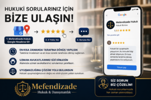 Mefendizade Hukuk Danışmanlık ile iletişime geçerek avukata ücretsiz soru sormak istiyorsan, avukata ücretsiz sor, ücretsiz hukuki danışmanlık.